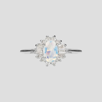 White Opal Art Deco Cluster Ring, 6 of 7