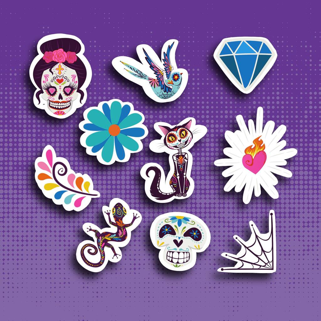 Day Of The Dead Sticker Set, 1 of 2