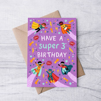 Any Age Superhero Birthday Card, Boys Age Birthday Card, Kids, 2 of 7