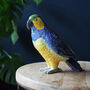 Blue And Yellow Parrot Storage Jar, Ceramic Pot, thumbnail 1 of 6