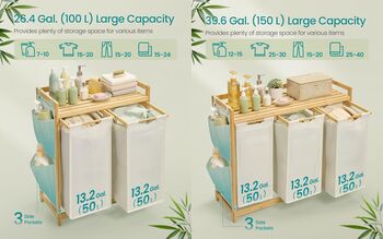 Multi Compartments Laundry Hamper Clothes Basket With Shelf, 4 of 8