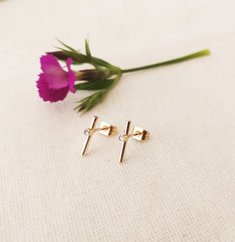 Modern Gold Studs With Gem Stone, 6 of 8