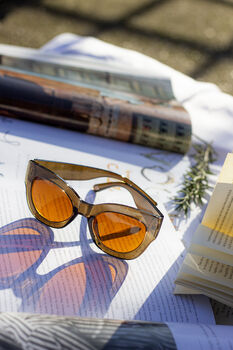 Brown Thick Framed Chunky Cat Eye Sunglasses, 2 of 7