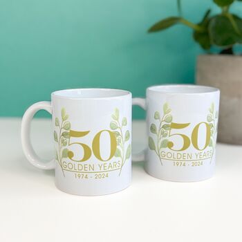 Mr And Mrs Personalised Golden Wedding Anniversary Mugs, 2 of 4