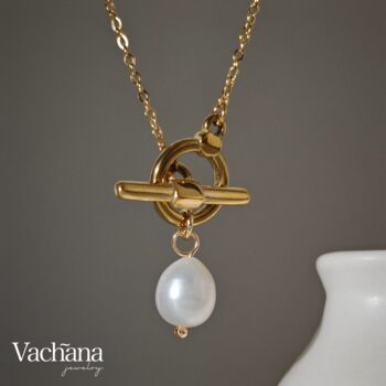 Natural Freshwater Pearl T Bar Clasp Necklace, 2 of 12