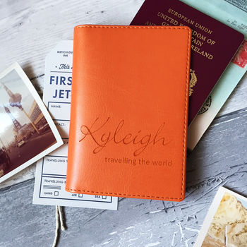 Personalised Passport Cover Holder With Script Name, 2 of 12