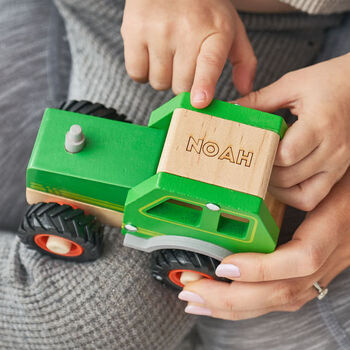 Personalised Wooden Toy Tractor, 2 of 4