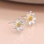 Large Sterling Silver And Yellow Gold Daisy Flower Stud Earrings, thumbnail 1 of 10