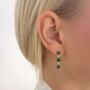 Malachite 18k Gold Plated Drop Earrings, thumbnail 2 of 3