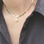 Snake Chain Pearl Pendant Necklace 18ct Gold Plated, thumbnail 3 of 6