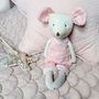 Pink Linen Soft Toy Mouse, thumbnail 1 of 3