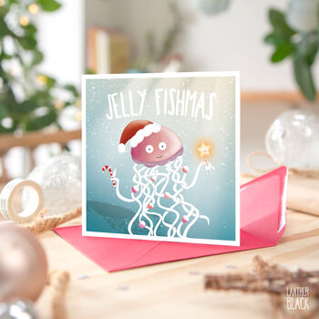 Jelly Fishmas Funny Pun Christmas Card Friend Family, 4 of 4
