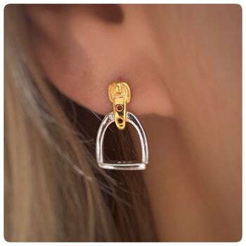 Personalised Sterling Silver And Gold Stirrup Earrings, 6 of 12