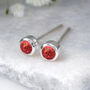 Mini Sterling Silver Flame Red Opal Stud Earrings, thumbnail 3 of 11