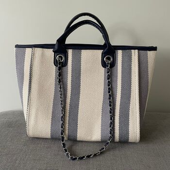 Personalised Stripe Large Chain Initial Tote Bag, 4 of 9