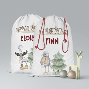 Large Christmas Sack With Charming Reindeer, Snowman Or Woolly Sheep Design, 5 of 7