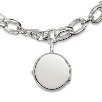 925 Sterling Silver Links Round Locket Bracelet, 4 of 5