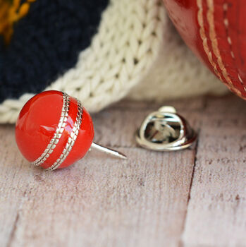 Cricket Ball Lapel Pin Badge, 2 of 4