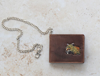 Cheatah Design Men's Bifold Leather Wallet, 2 of 4