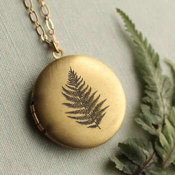 Personalised Engraved Fern Locket Necklace With Photos, 5 of 12