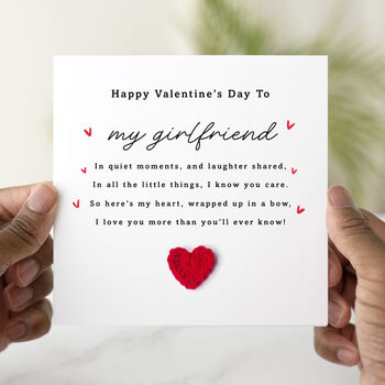 Personalised Crochet Heart Valentine's Day Card 'Quiet Moments', 4 of 8