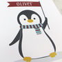 Cute Christmas Penguin Personalised Xmas Card, thumbnail 2 of 2