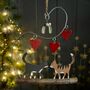 Cats And Hearts Hanging Christmas Decoration, thumbnail 2 of 2