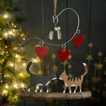 Cats And Hearts Hanging Christmas Decoration, 2 of 2