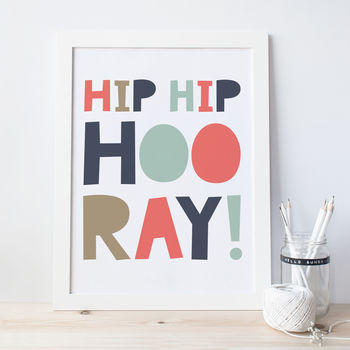 Hip Hip Hooray! Colourful Typographic Print, 2 of 2