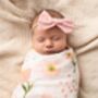 Peach Poppy Floral Cotton Muslin Swaddle Blanket, thumbnail 4 of 4