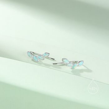 Aqua Green Opal Cluster Crawler Earrings, 6 of 9