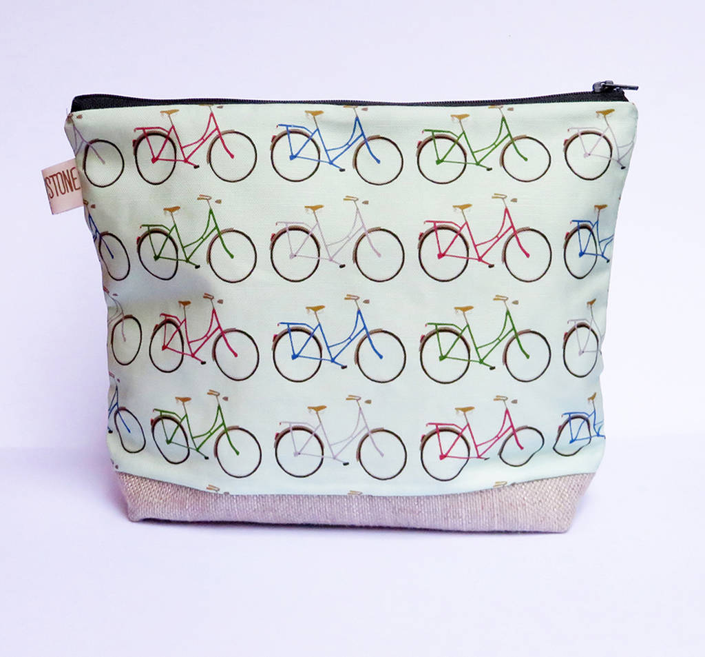 Standard Handmade Bike Fabric Toiletry Bag By Yellowstone Art Boutique
