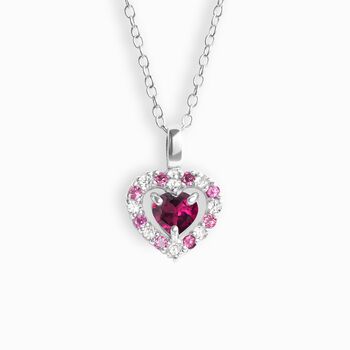 Red Heart Rhodolite Garnet Pendant Necklace In Silver And Gold, 2 of 12