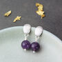 Brushed Sterling Silver And Amethyst Stud Earrings, thumbnail 1 of 9