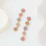 Pastel Coloured Crystal Flower Long Drop Earrings, thumbnail 1 of 3