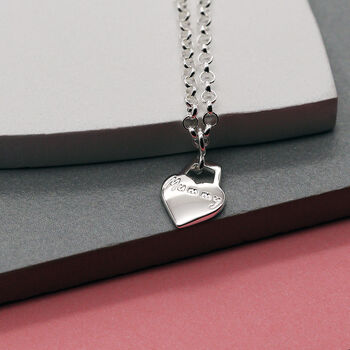 Sterling Silver 'Mummy' Engraved Heart Charm Bracelet, 4 of 8