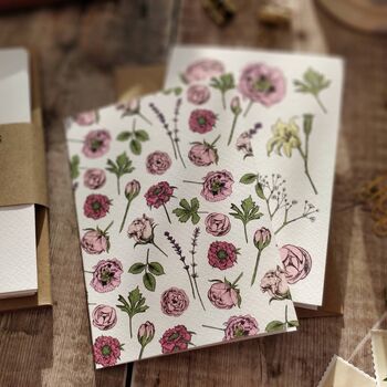 Set Of Eight Pink Floral Folded Notecards And Envelopes, 3 of 6