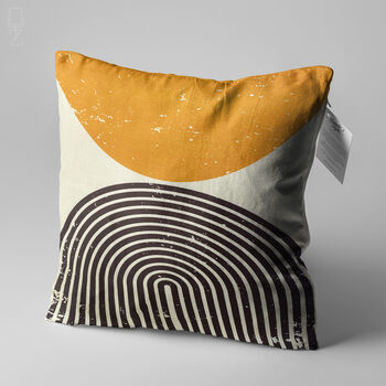 Abstract Ecru Pillow Cover With Orange Black Pattern, 3 of 7