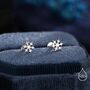 Snowflake Internally Threaded Flat Back Earrings In Sterling Silver, thumbnail 7 of 11