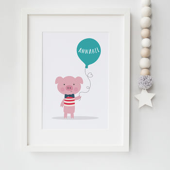 Colourful Personalised Cute Pig Print For Children, 4 of 6