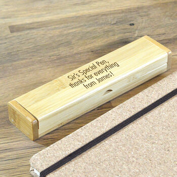 Personalised Wooden Pen Gift Set Made From Bamboo, 2 of 3