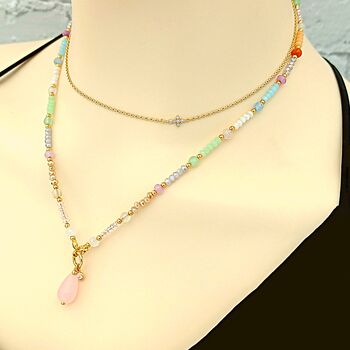 Aurora Gold Plated Beaded Necklace, 2 of 3