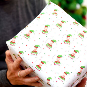 Portrait Elf Christmas Wrapping Paper, 2 of 5
