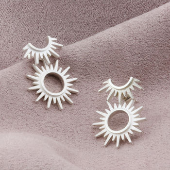Sterling Silver Sun Earrings With Jacket, 3 of 4