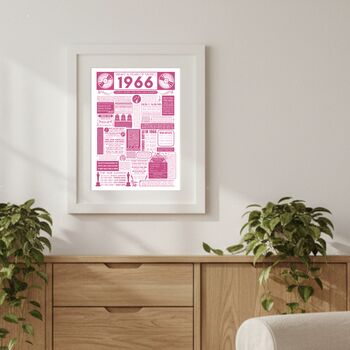 Personalised 1966 Music Print 60th Birthday Gift, 5 of 10