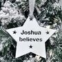 Personalised Believe Christmas Tree Star Decoration, thumbnail 1 of 8