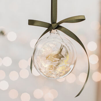 Christmas Robin Memorial Personalised Glass Bauble, 2 of 5