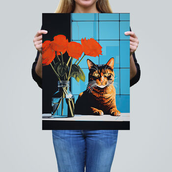 Don't Swipe Right Tabby Cat Red Roses Wall Art Print, 2 of 6