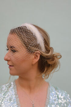 Ivory Bridal Feather And Crystal Headband 'Marina', 7 of 11