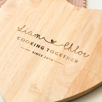 Personalised Cooking Together Heart Chopping Board, 2 of 3